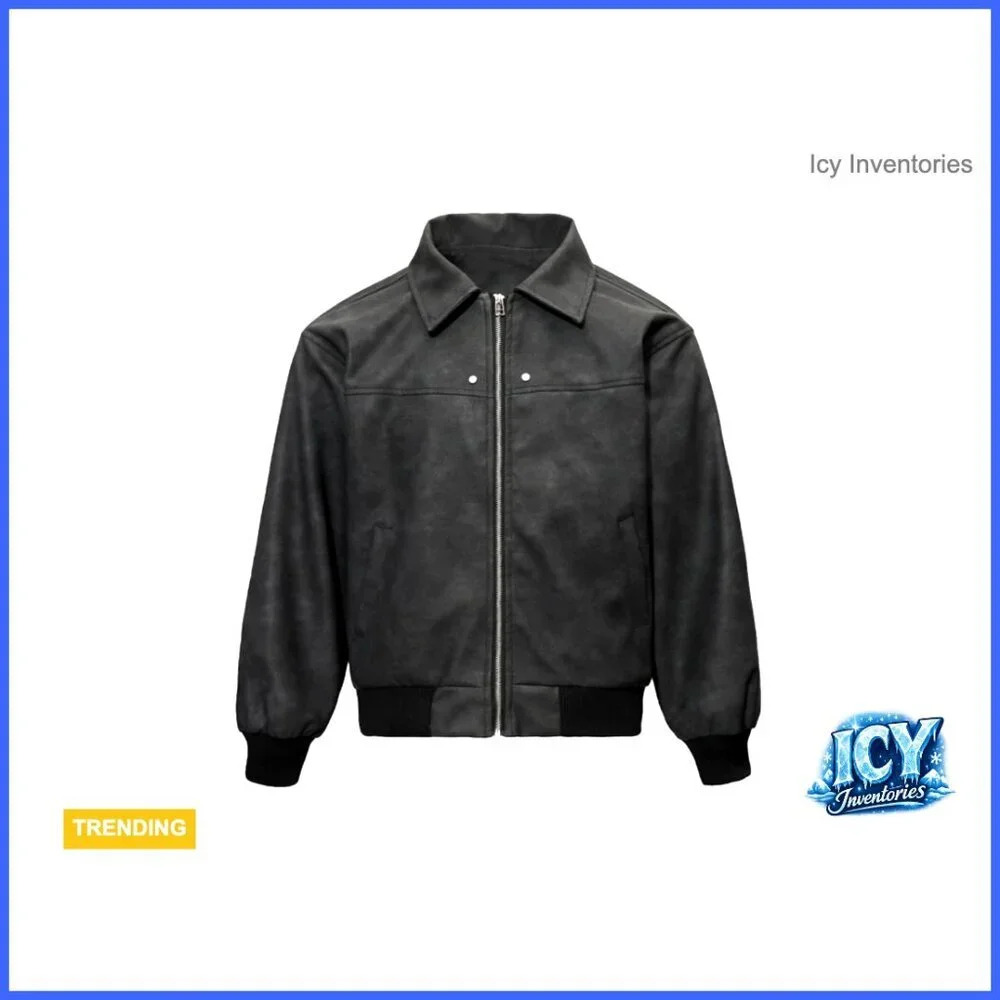 Men's Faux Leather Zip Up Bomber Jacket Vintage Biker Streetwear